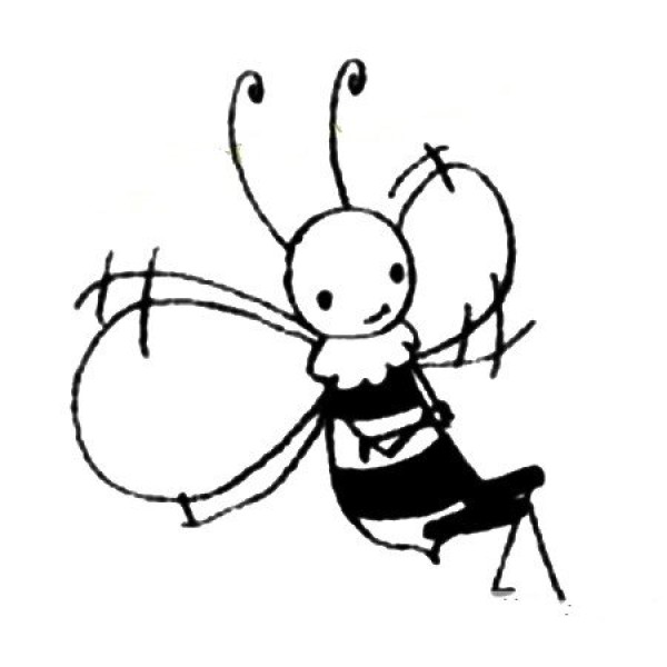 A set of simple drawing pictures of bees