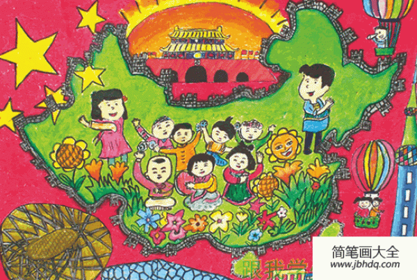 Childrens paintings to celebrate National Day and love China - the motherland takes off