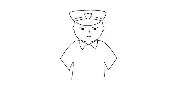 How to draw a handsome policeman in simple strokes