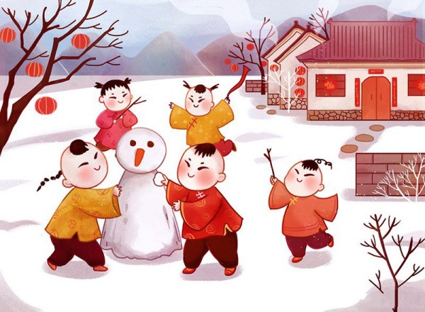 Happy Chinese New Year Spring Festival Scene Illustration