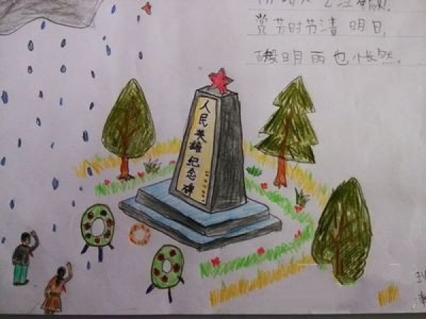 Childrens drawings about Qingming Festival - commemorating revolutionary martyrs