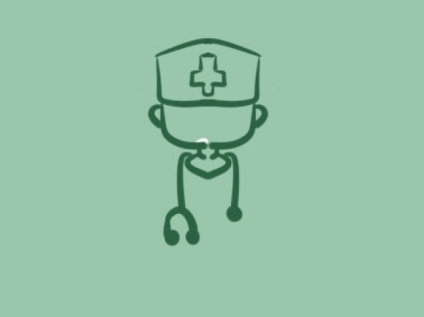 Simple drawing of doctor wearing stethoscope