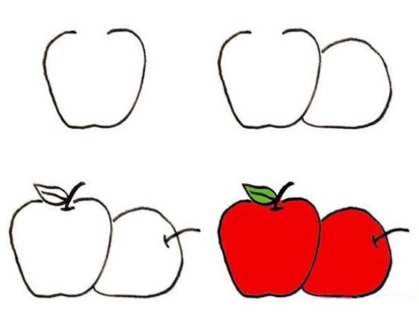 How to draw a red apple