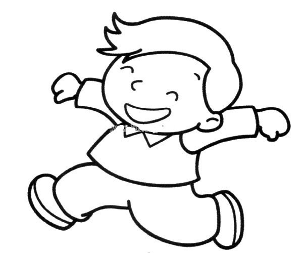 Simple drawing picture of little boy running