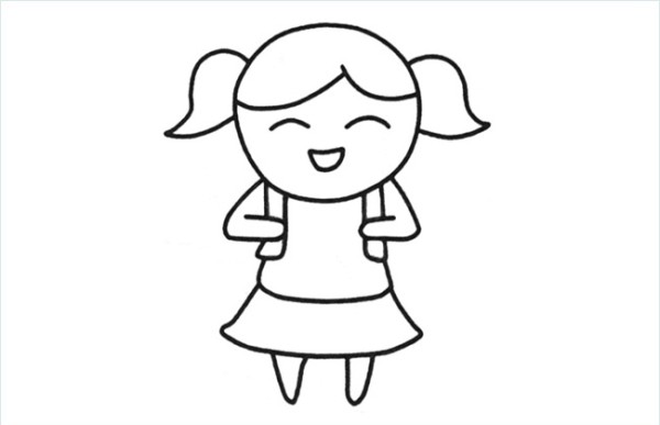 Simple drawing picture of happy little girl