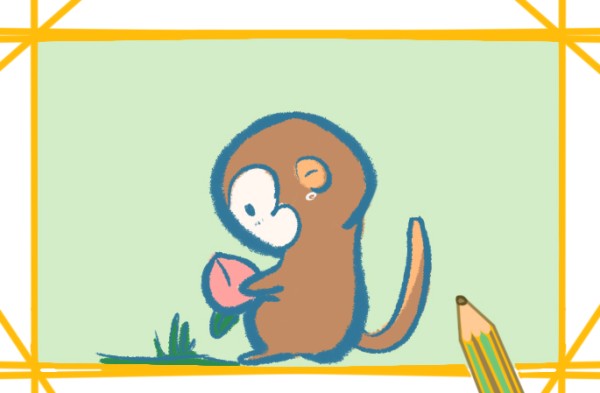 Simple drawing of cute little monkey