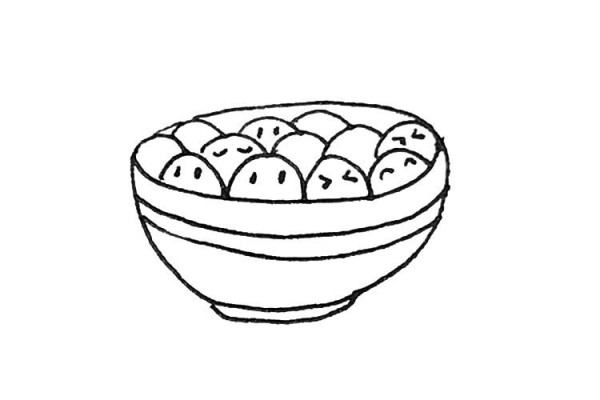 How to draw a bowl of glutinous rice balls