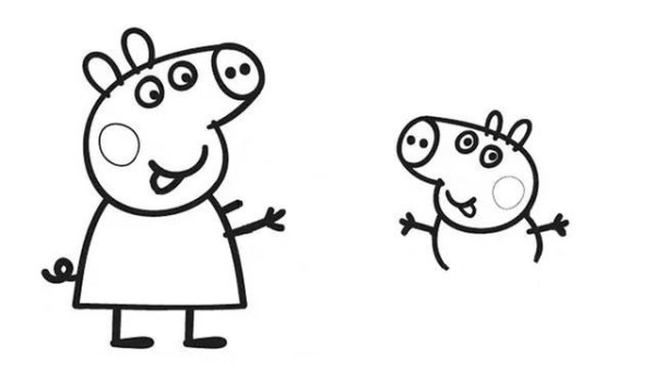 Simple drawing tutorial: Draw Peppa Pig playing with her brother