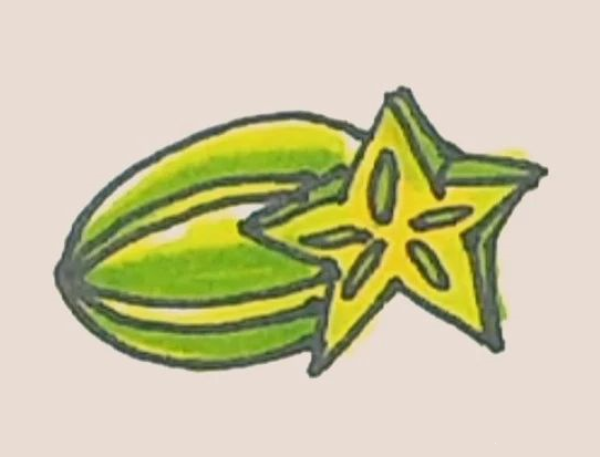 Simple drawing of star fruit