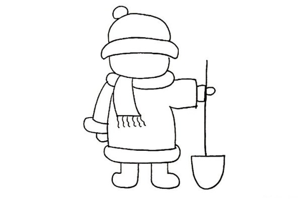 How to draw a little boy making a snowman