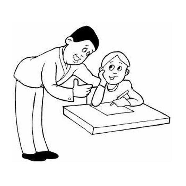 Simple drawing pictures of teachers tutoring students