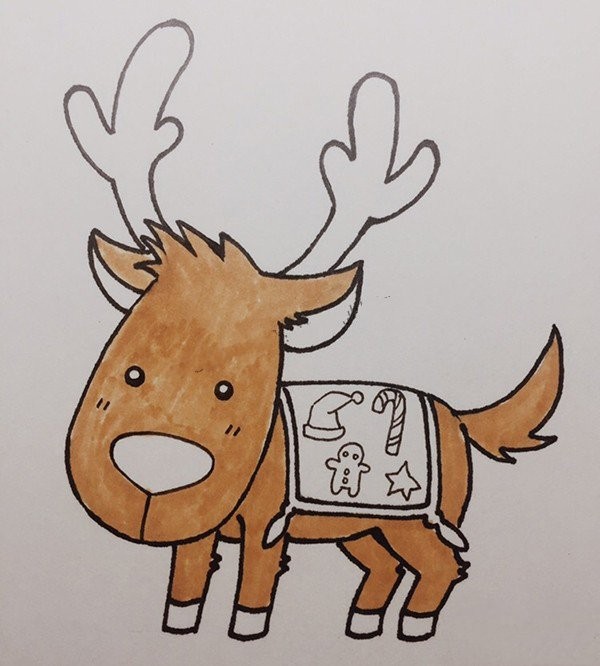 Christmas Deer Simple Drawing Tutorial