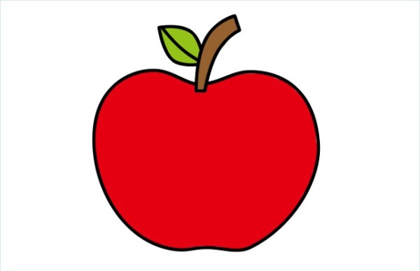 Step-by-step pictures of how to draw an apple with color