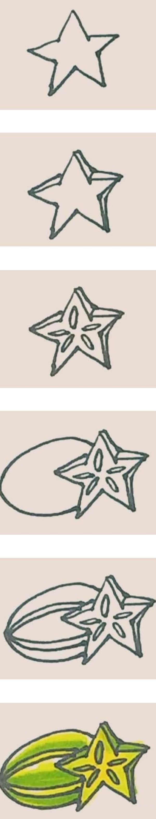 Simple drawing of star fruit shaped like a star