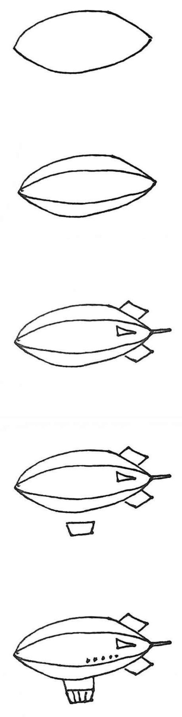 How to draw a simple and cute cartoon airship