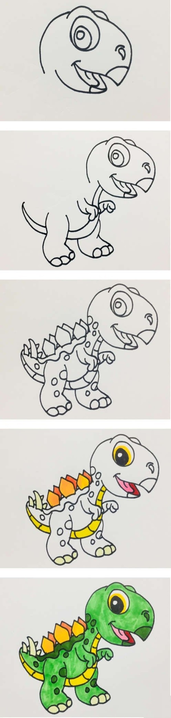 How to draw a cartoon stegosaurus