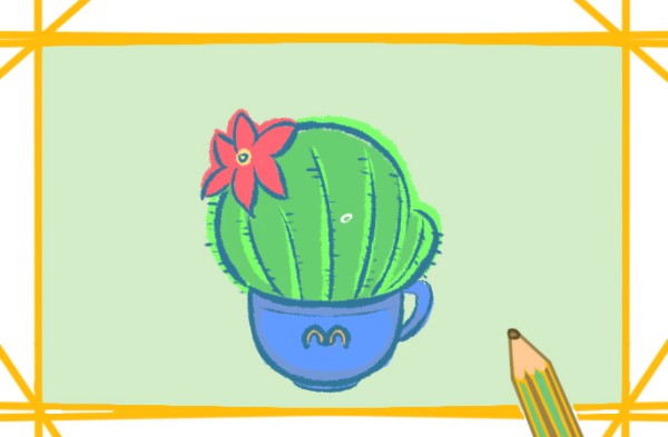 Flowering cactus simple drawing