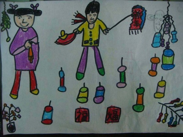 Childrens drawings of New Years greetings