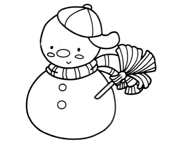 Simple drawing of handsome snowman