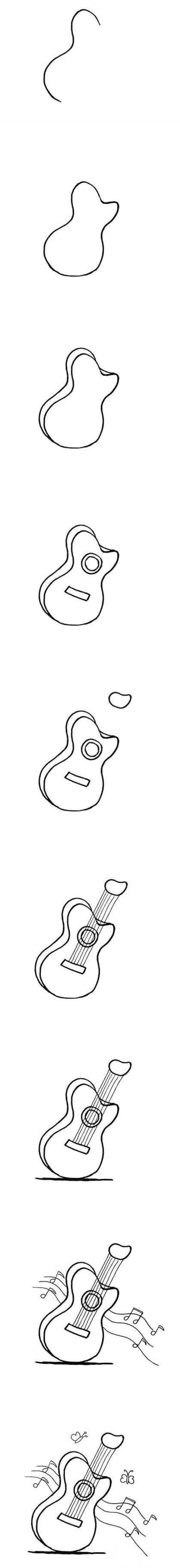 How to draw cartoon guitar