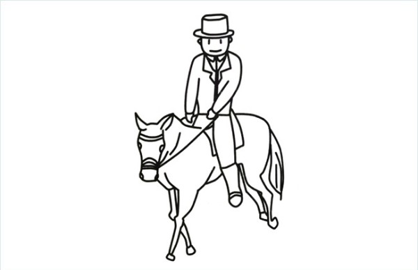 A simple picture of a gentleman riding a horse