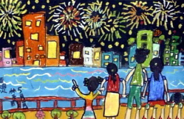 Childrens National Day painting works Kindergarten National Day handmade works