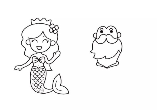 Draw mermaid princess and mermaid king