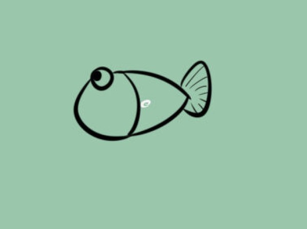 Simple drawing of green cartoon fish