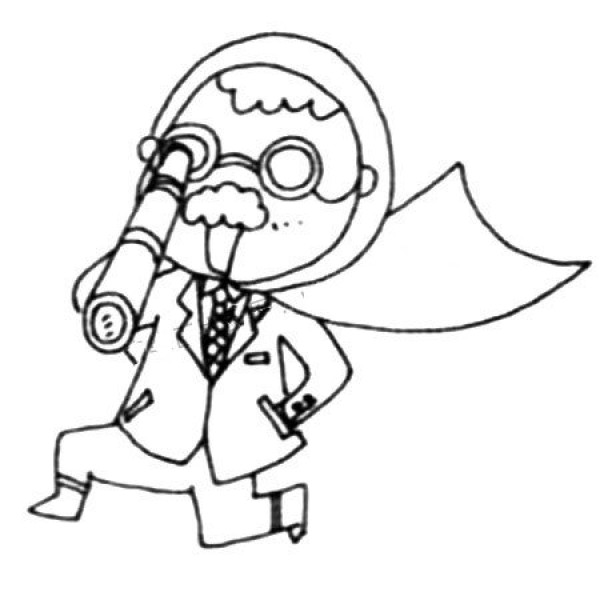 Crazy Scientist Simple Drawing