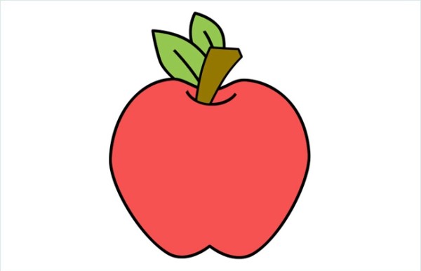 Red apple simple drawing color picture