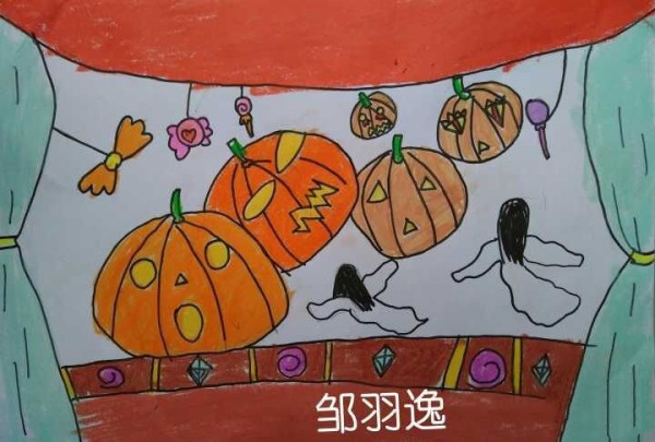 Childrens paintings about Halloween, excellent holiday childrens paintings