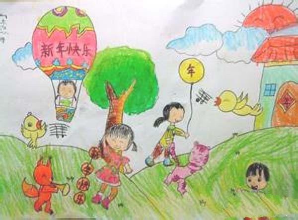 A complete collection of childrens paintings to celebrate New Years Day and welcome the New Year