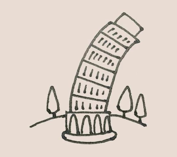 Simple drawing of Leaning Tower of Pisa