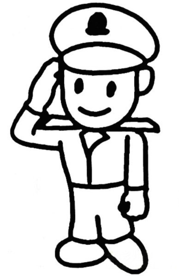 How to draw a saluting policeman in simple strokes