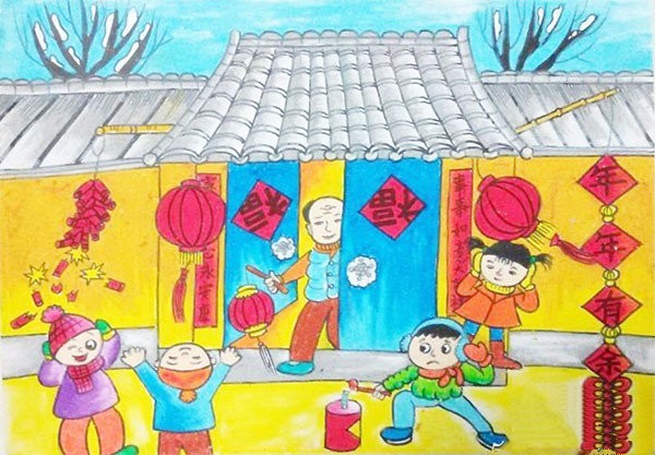 Appreciation of children’s paintings for the Spring Festival of the Year of the Rooster in 2017