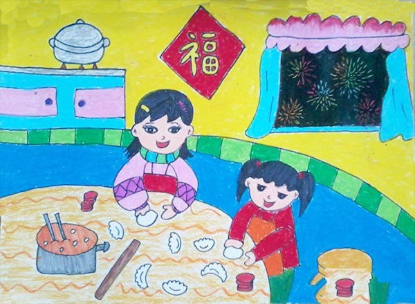 A complete collection of childrens paintings about the Spring Festival in 2017