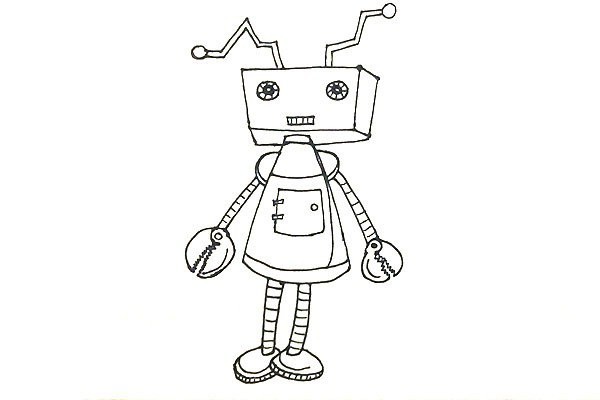 Draw robots with rectangles and triangles, cute and cute!