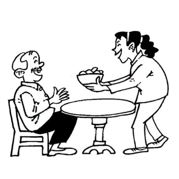 Simple drawing of caring for the elderly during Double Ninth Festival