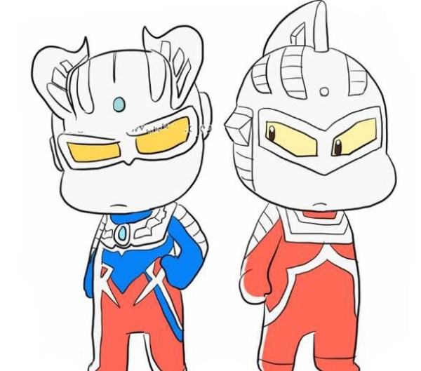 Q version of Ultraman Seven and Ultraman Zero, father and son