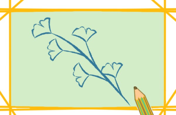 Draw ginkgo branches step by step with simple strokes