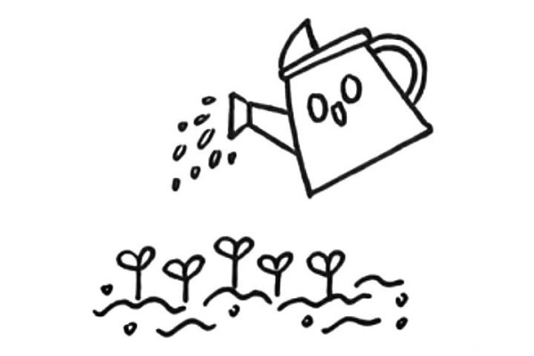 Simple drawing tutorial for watering saplings in the ground