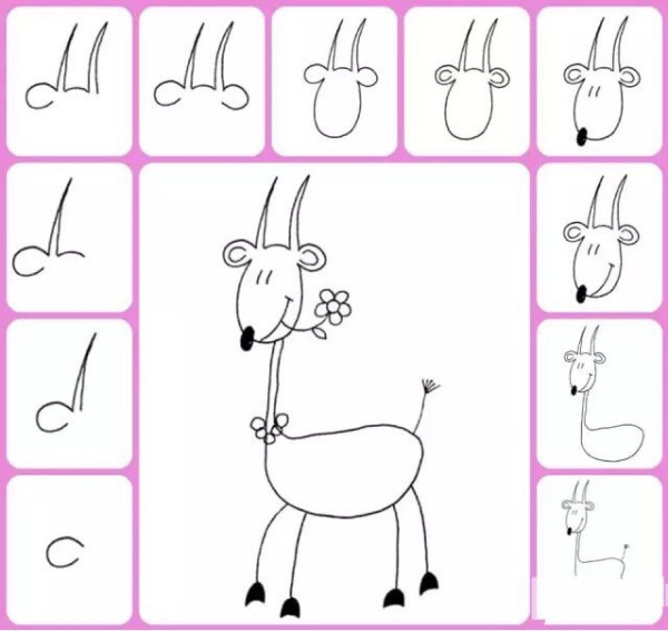 Simple drawing tutorial for children, simple drawing method of goat