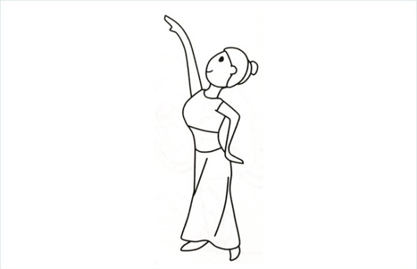 Simple drawing picture of dancing lady