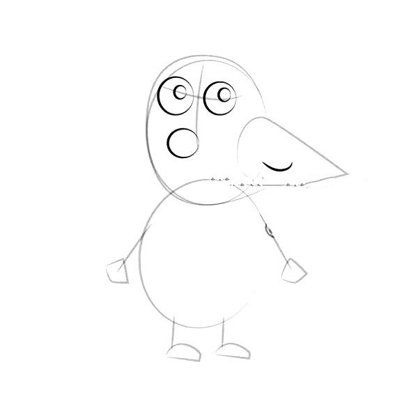 Peppa Pig and Penguin Pos simple drawing