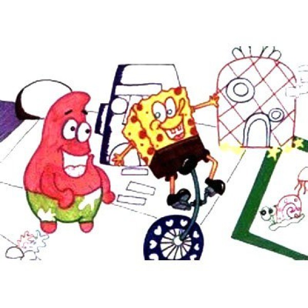 Childrens watercolor pen painting tutorial 17 SpongeBob SquarePants