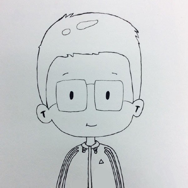 Simple drawing of little boy wearing glasses