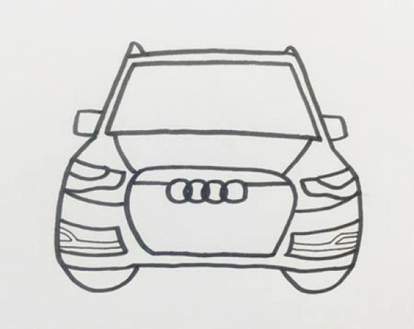 Simple drawing of red Audi car