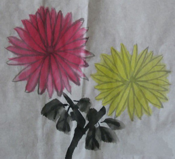 Childrens drawing pictures of Double Ninth Festival-Beautiful Autumn Chrysanthemums