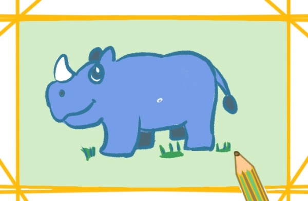 Simple drawing of rhinoceros on land