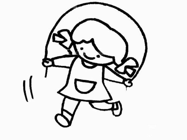 Simple drawing of little girl skipping rope